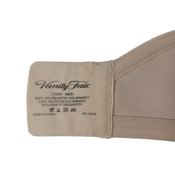 Vanity Fair Body Caress Bra Tan 38DD Full Coverage Lightly Lined Underwire 75335 - Picture 9 of 9